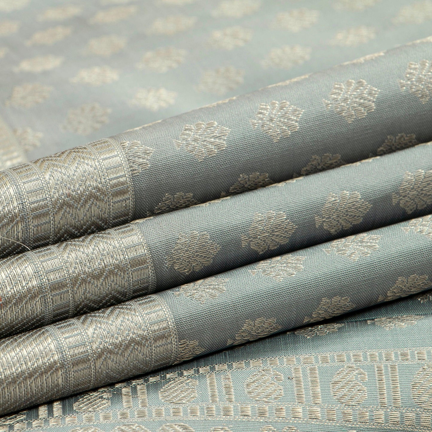 Grey Kanchipuram Silk Saree For Bridal Wear PV NYC 1313 - Silk Sari - Panjavarnam PV NYC 1313
