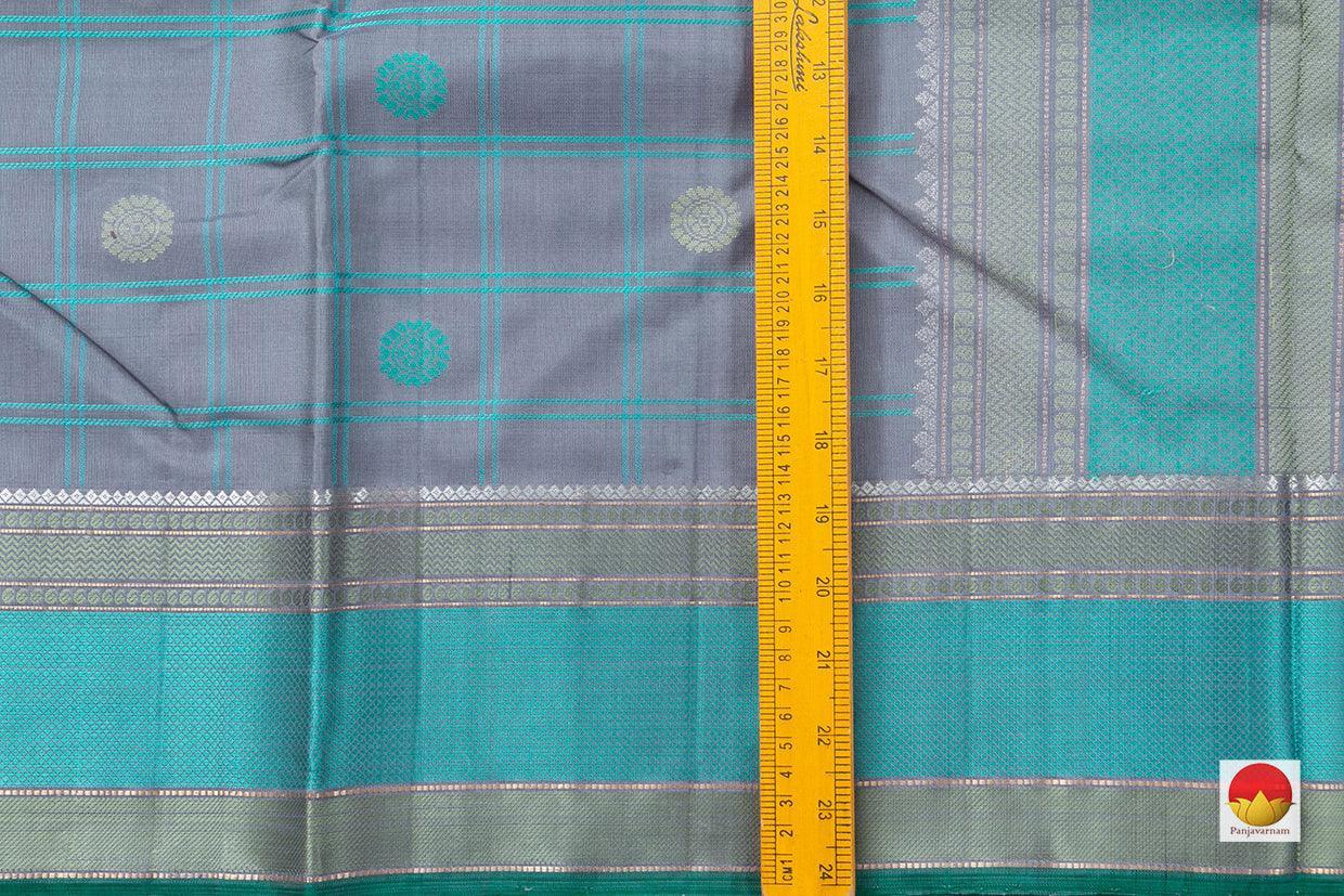 Grey Kanchipuram Silk Saree Handwoven Pure Silk No Zari For Office Wear PV RM NZ 443 - Silk Sari - Panjavarnam PV RM NZ 443