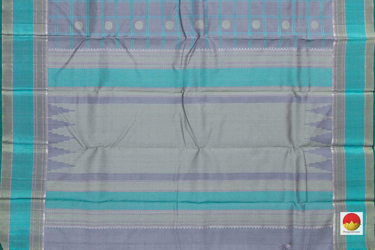 Grey Kanchipuram Silk Saree Handwoven Pure Silk No Zari For Office Wear PV RM NZ 443 - Silk Sari - Panjavarnam PV RM NZ 443