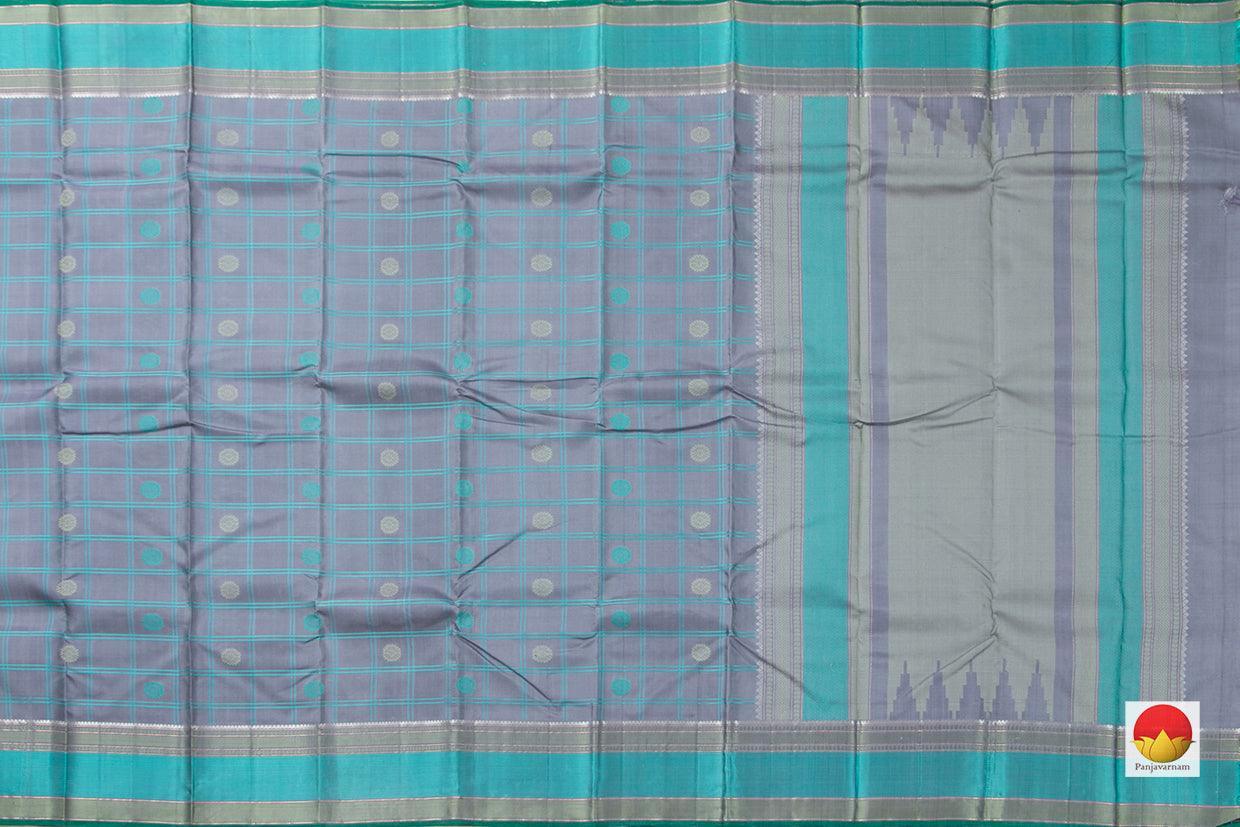 Grey Kanchipuram Silk Saree Handwoven Pure Silk No Zari For Office Wear PV RM NZ 443 - Silk Sari - Panjavarnam PV RM NZ 443