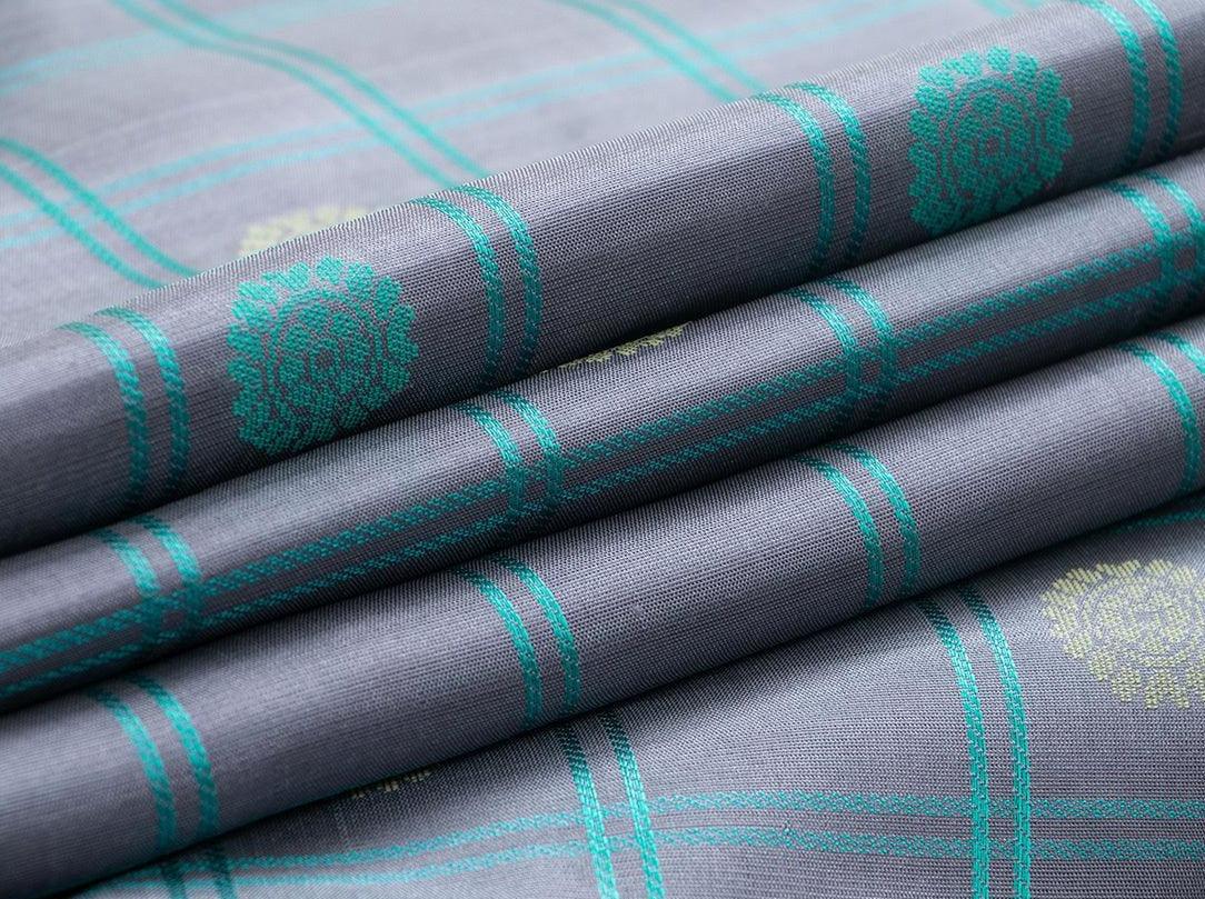 Grey Kanchipuram Silk Saree Handwoven Pure Silk No Zari For Office Wear PV RM NZ 443 - Silk Sari - Panjavarnam PV RM NZ 443