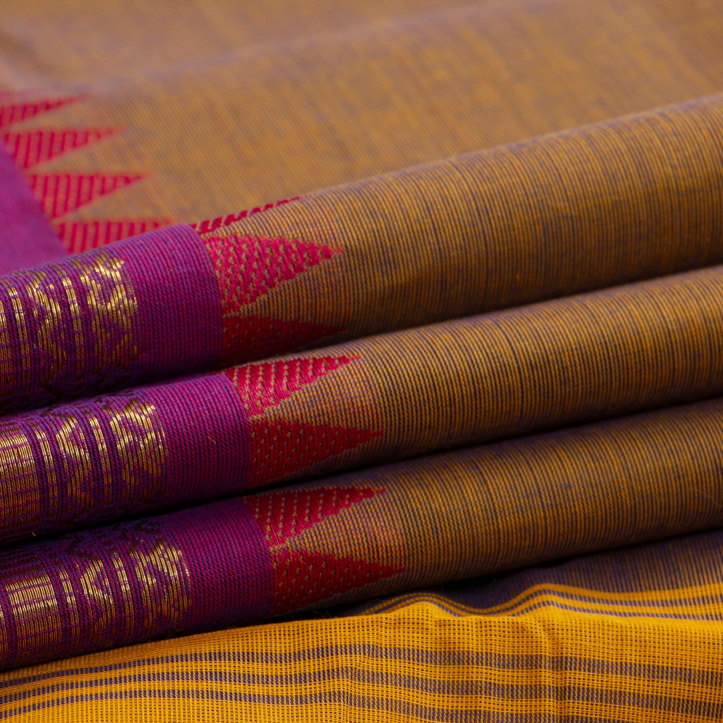 Khaki Kanchi Cotton Saree Ganga Jamuna Border PV MM KC 165 - Cotton Saree - Panjavarnam PV MM KC 165