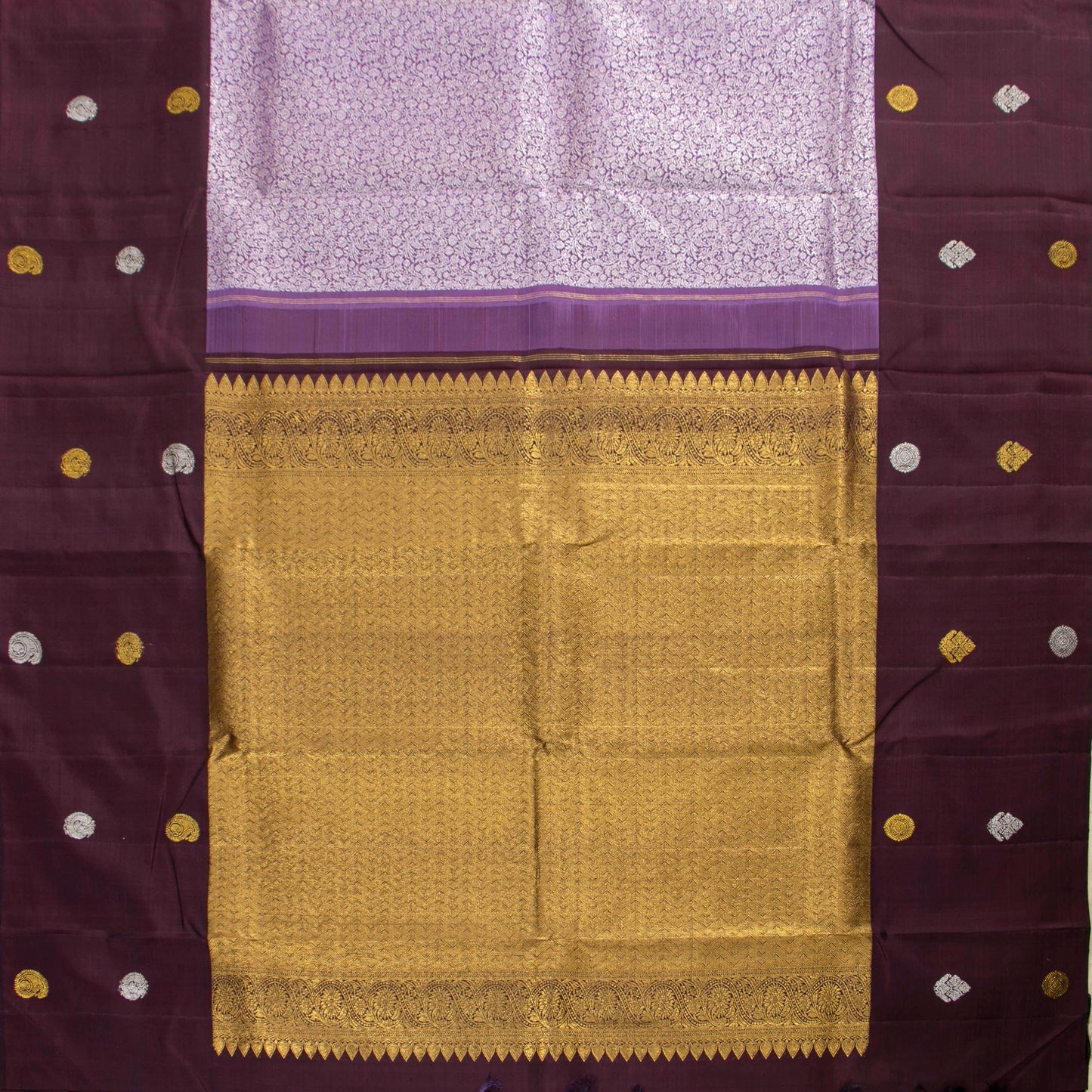 Lavender And Brown Kanchipuram Silk Saree For Festive Wear PV NYC 1543 - Silk Sari - Panjavarnam PV NYC 1543