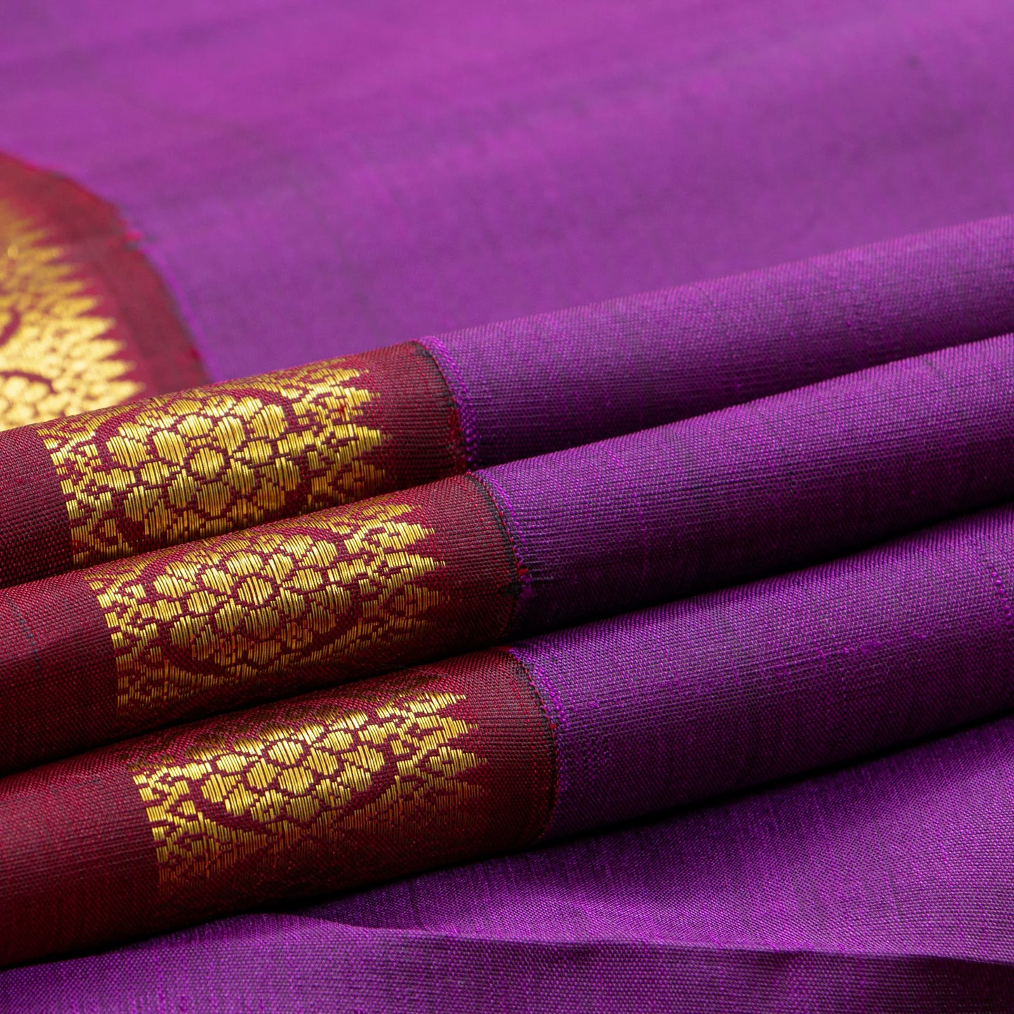 Lavender And Maroon Kanchipuram Silk Saree For Festive Wear PV NYC 1551 - Silk Sari - Panjavarnam PV NYC 1551