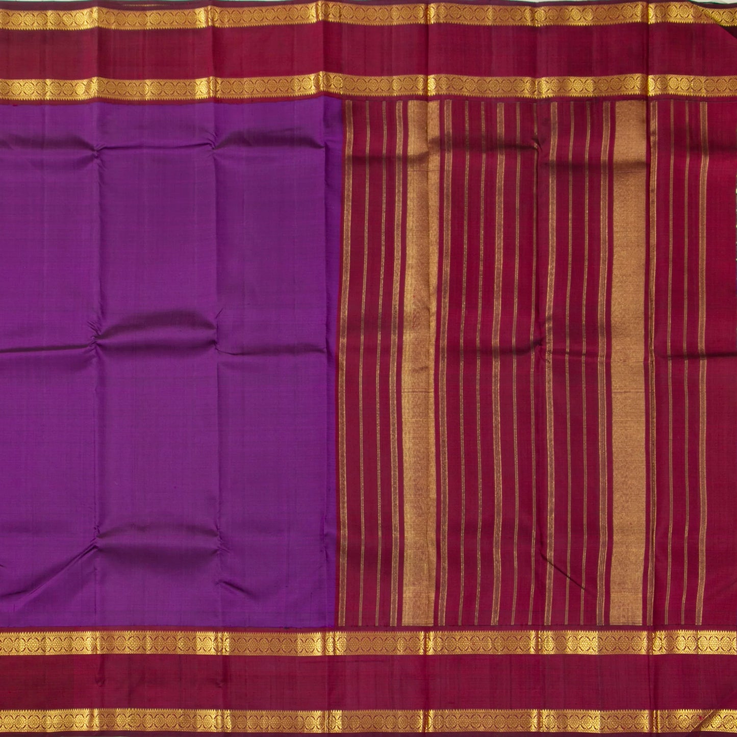 Lavender And Maroon Kanchipuram Silk Saree For Festive Wear PV NYC 1551 - Silk Sari - Panjavarnam PV NYC 1551
