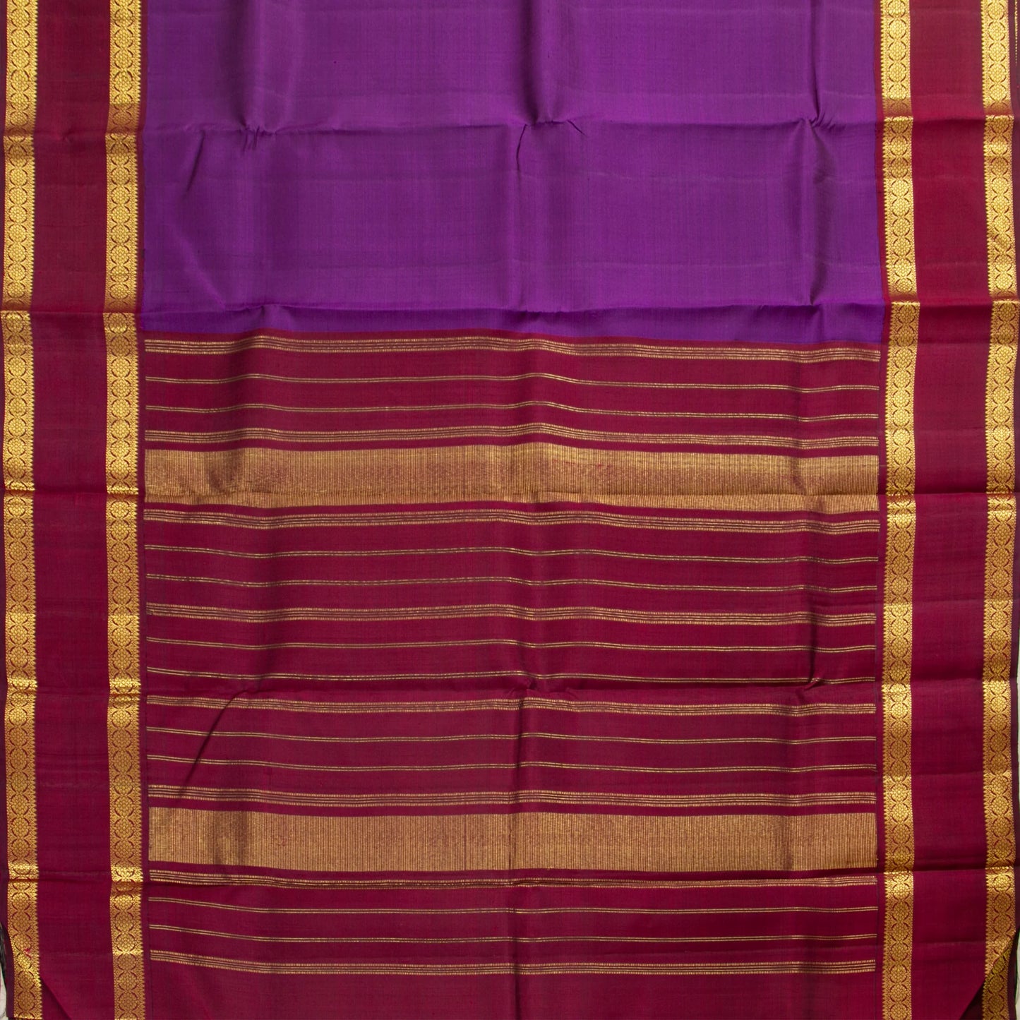 Lavender And Maroon Kanchipuram Silk Saree For Festive Wear PV NYC 1551 - Silk Sari - Panjavarnam PV NYC 1551
