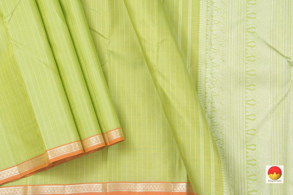 Light Green Kanchipuram Silk Saree Handwoven Pure Silk Pure Zari For Festive Wear PV NYC 843 - Silk Sari - Panjavarnam PV NYC 843