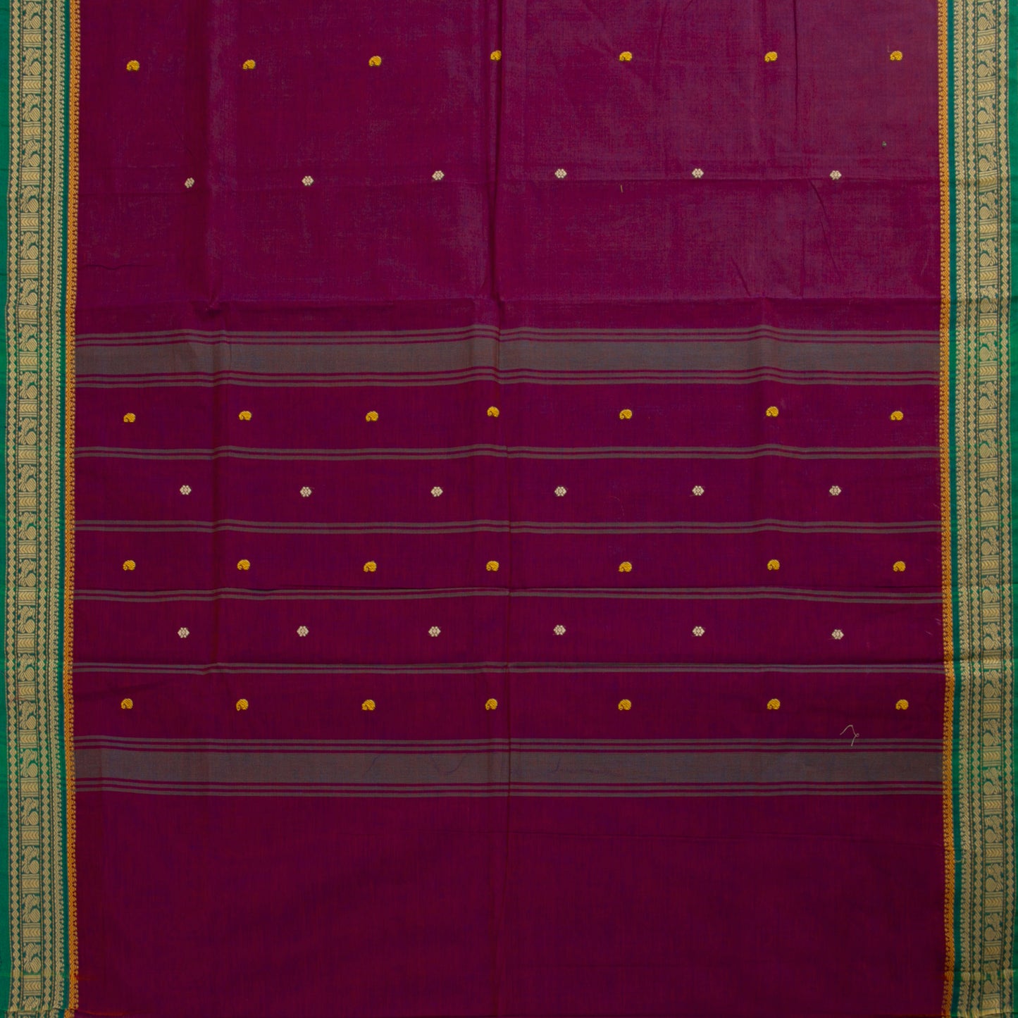 Magenta And Green Kanchi Cotton Saree PV MM KC 153 - Cotton Saree - Panjavarnam PV MM KC 153