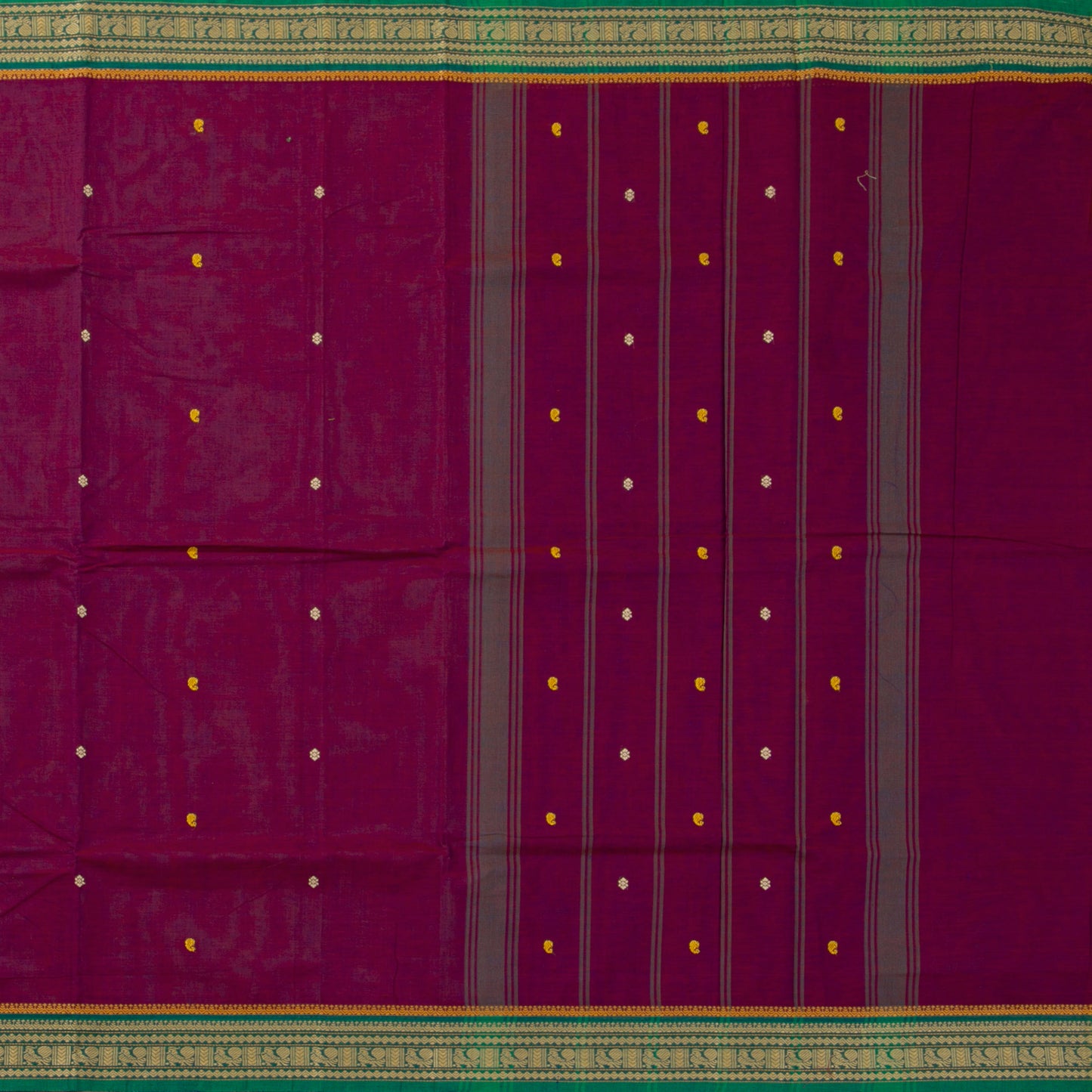 Magenta And Green Kanchi Cotton Saree PV MM KC 153 - Cotton Saree - Panjavarnam PV MM KC 153