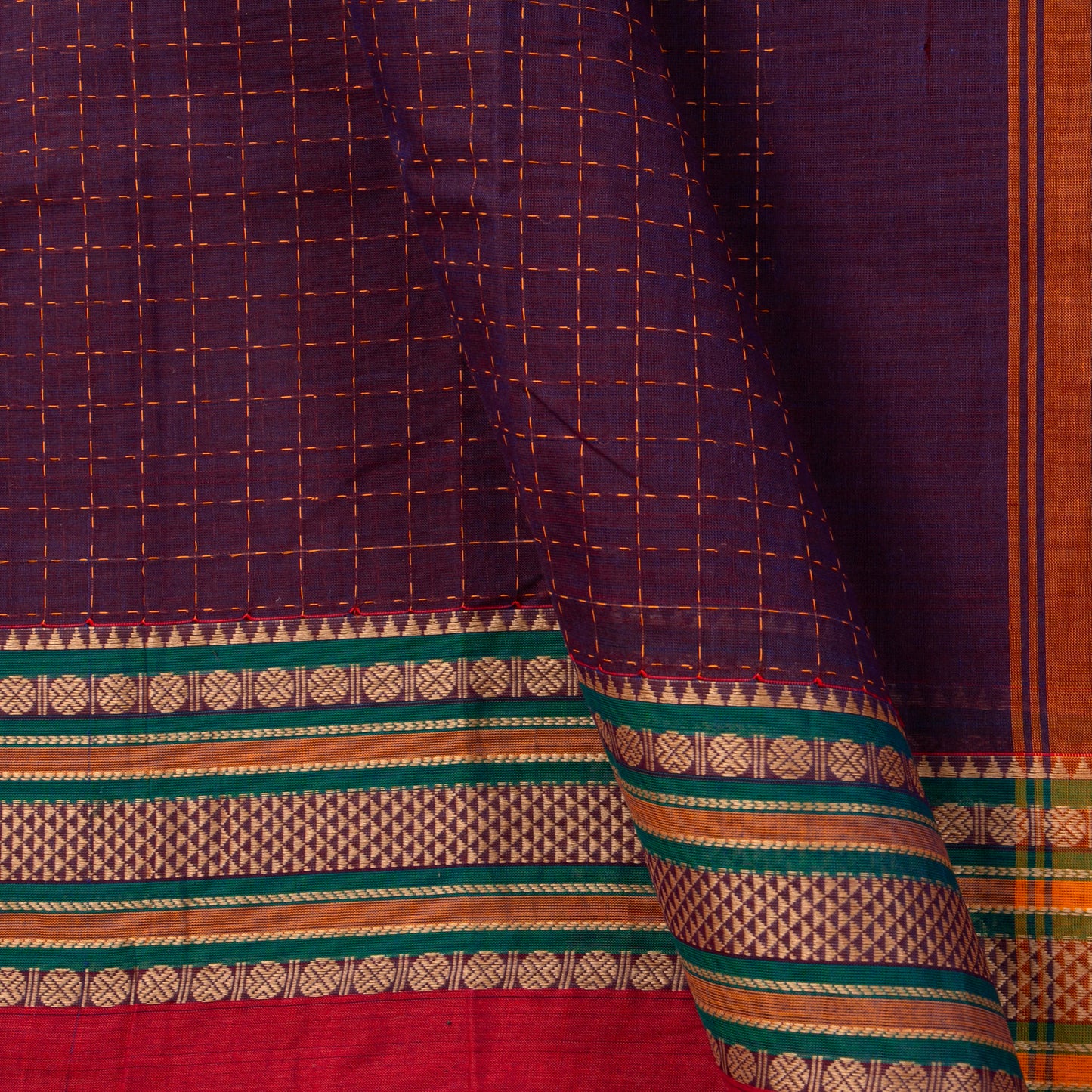 Magenta And Red Kanchi Cotton Saree PV MM KC 300 - Cotton Saree - Panjavarnam PV MM KC 300