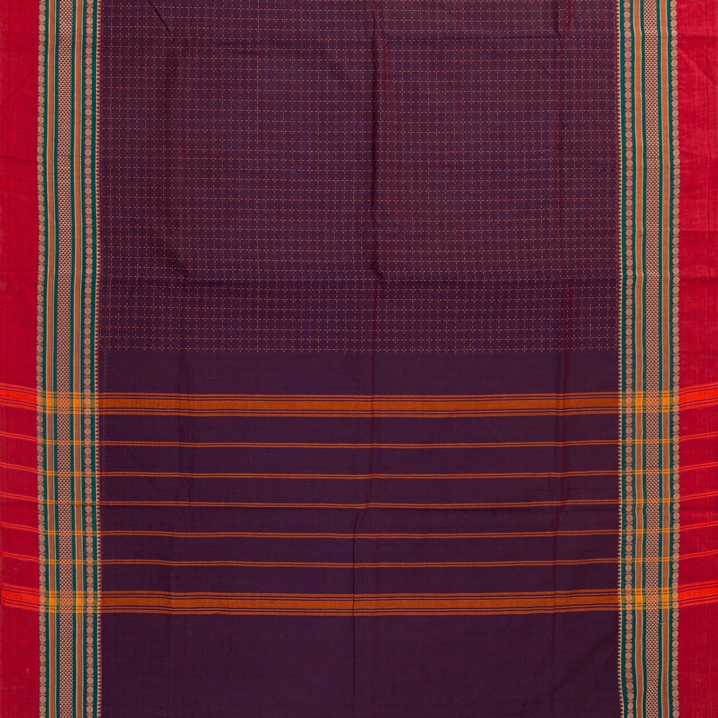 Magenta And Red Kanchi Cotton Saree PV MM KC 300 - Cotton Saree - Panjavarnam PV MM KC 300