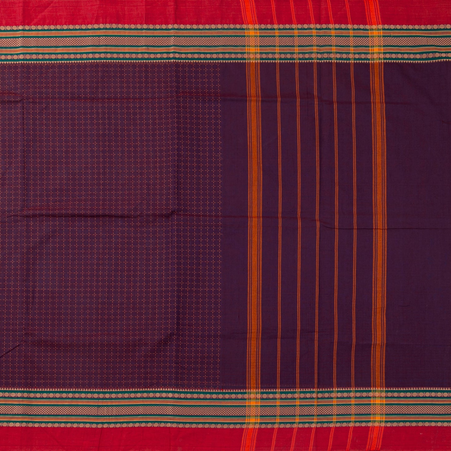 Magenta And Red Kanchi Cotton Saree PV MM KC 300 - Cotton Saree - Panjavarnam PV MM KC 300