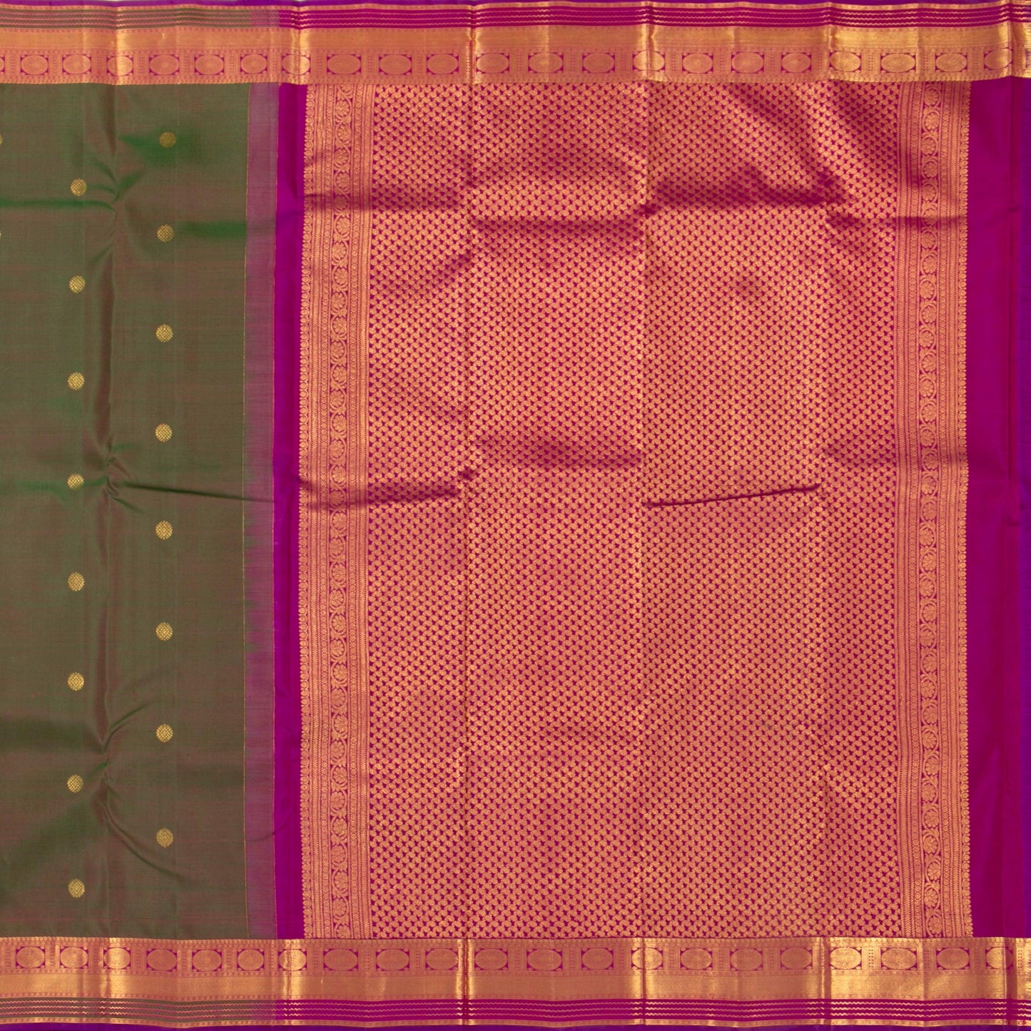 Manthulir Green And Pink Kanchipuram Silk Saree For Festive Wear PV NYC 1335 - Silk Sari - Panjavarnam PV NYC 1335