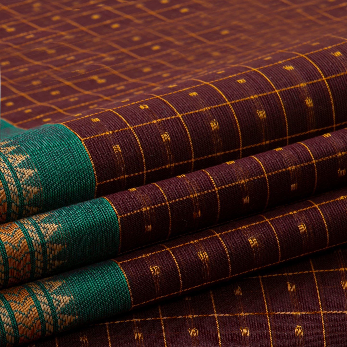 Maroon And Green Kanchi Cotton Saree PV MM KC 295 - Cotton Saree - Panjavarnam PV MM KC 295