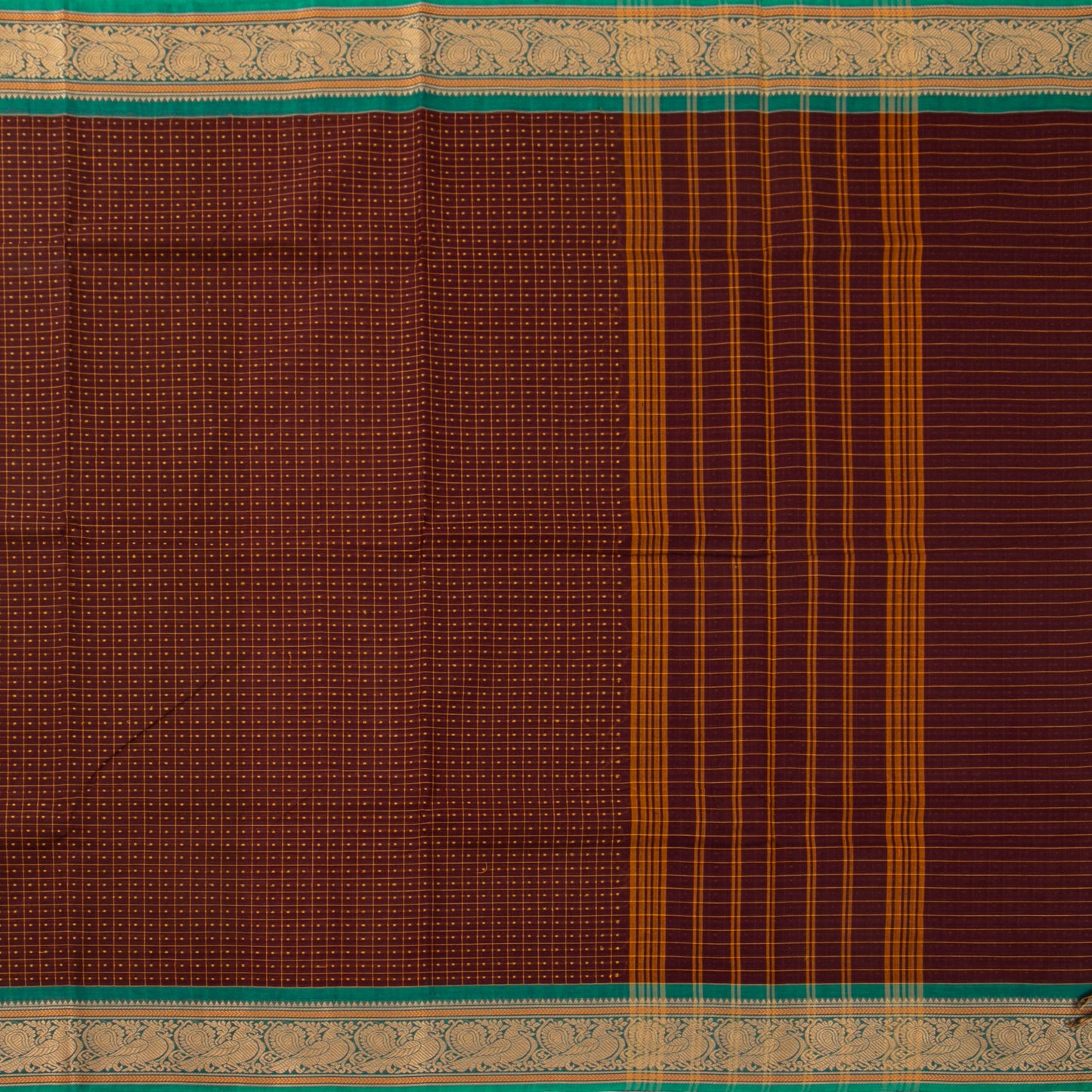 Maroon And Green Kanchi Cotton Saree PV MM KC 295 - Cotton Saree - Panjavarnam PV MM KC 295
