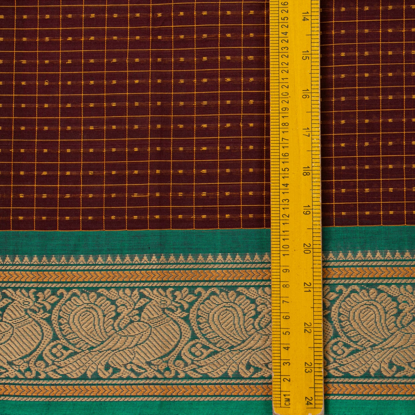 Maroon And Green Kanchi Cotton Saree PV MM KC 295 - Cotton Saree - Panjavarnam PV MM KC 295