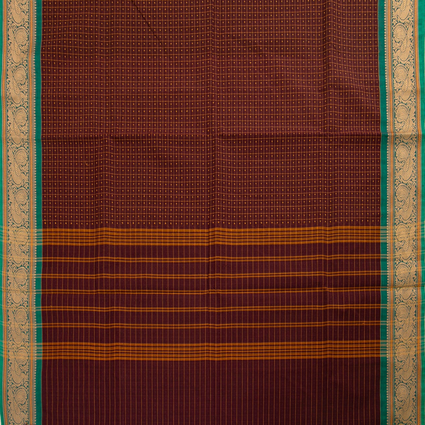 Maroon And Green Kanchi Cotton Saree PV MM KC 295 - Cotton Saree - Panjavarnam PV MM KC 295