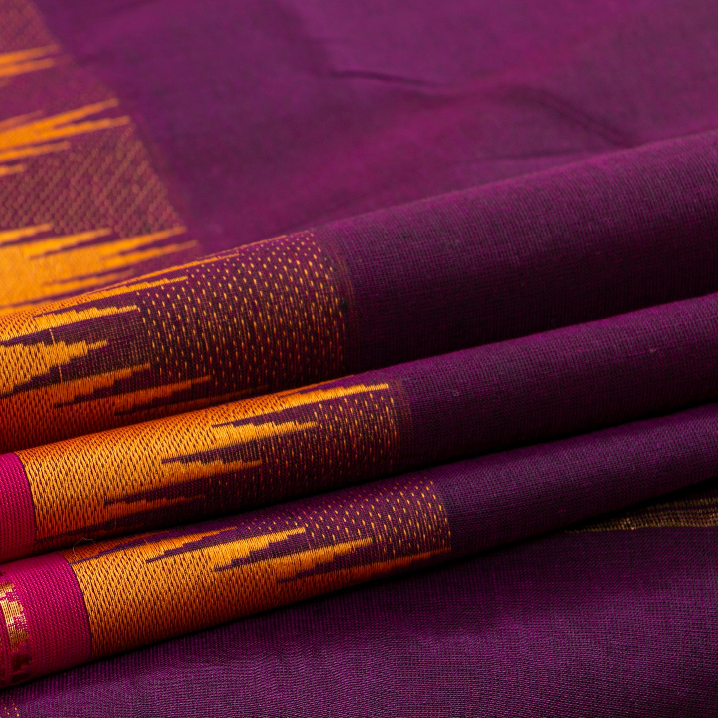 Maroon And Mustard Kanchi Cotton Saree Ganga Jamuna Border PV MM KC 122 - Cotton Saree - Panjavarnam PV MM KC 122