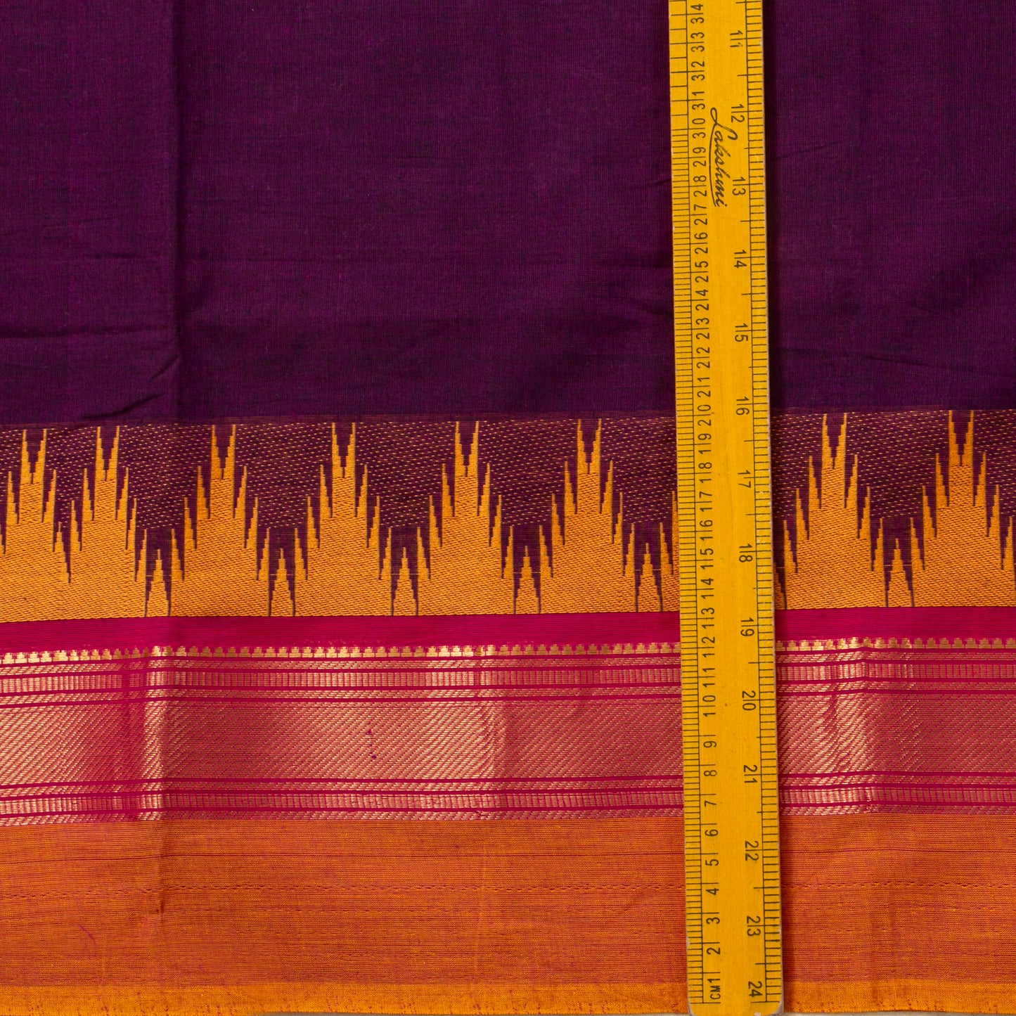 Maroon And Mustard Kanchi Cotton Saree Ganga Jamuna Border PV MM KC 122 - Cotton Saree - Panjavarnam PV MM KC 122