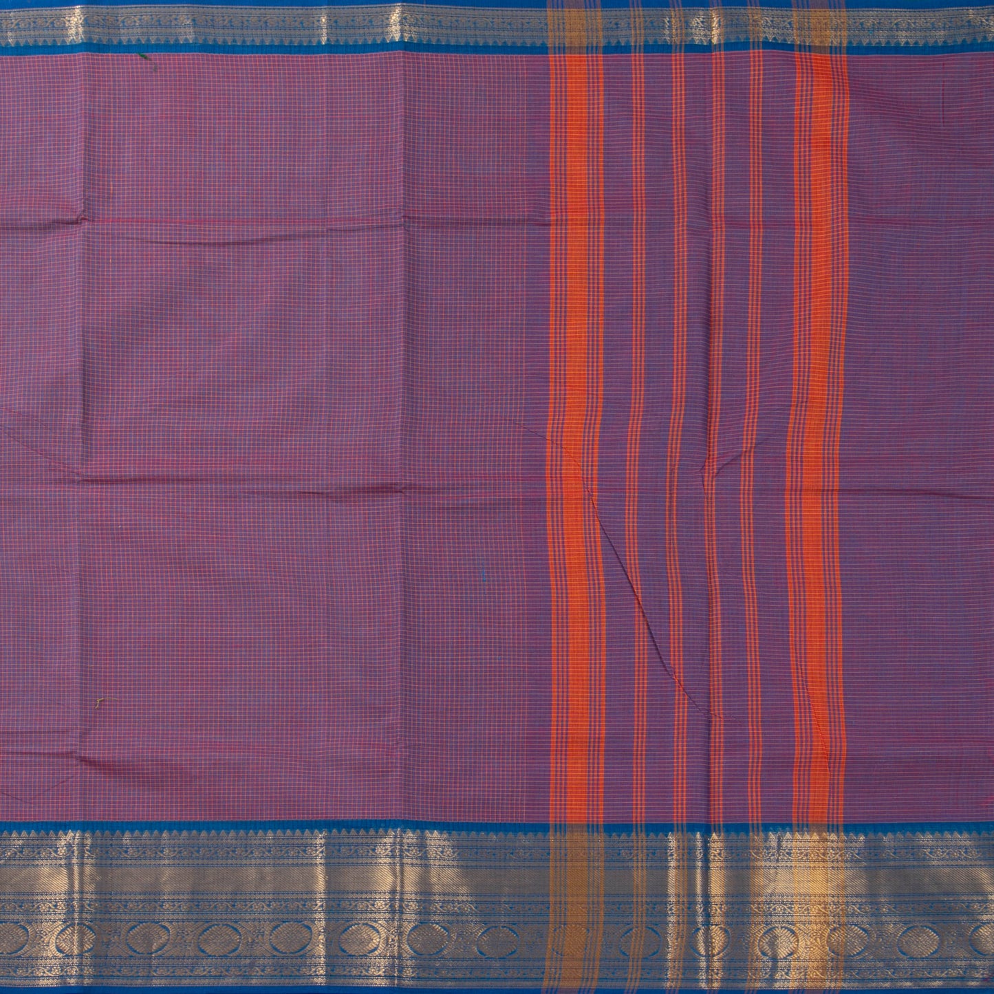 Mauve And Blue Kanchi Cotton Saree PV MM KC 150 - Cotton Saree - Panjavarnam PV MM KC 150