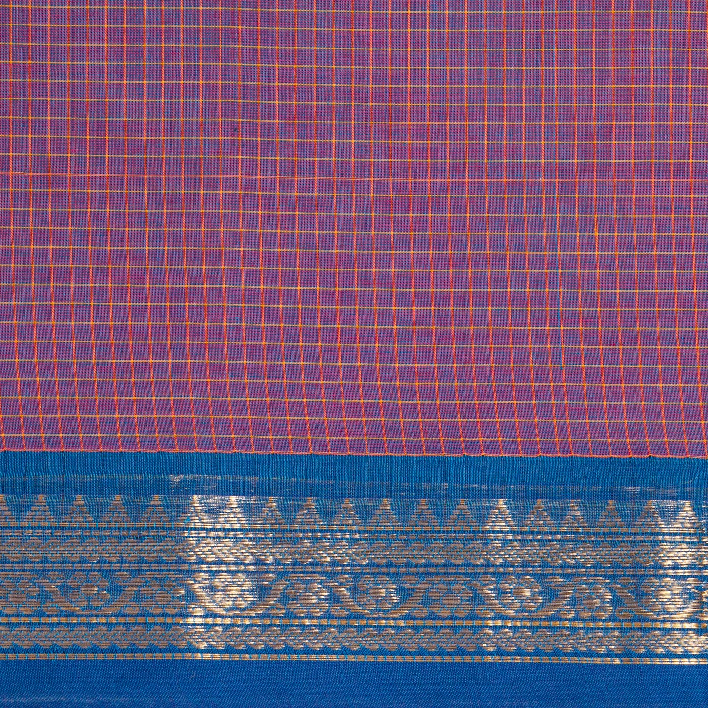 Mauve And Blue Kanchi Cotton Saree PV MM KC 150 - Cotton Saree - Panjavarnam PV MM KC 150