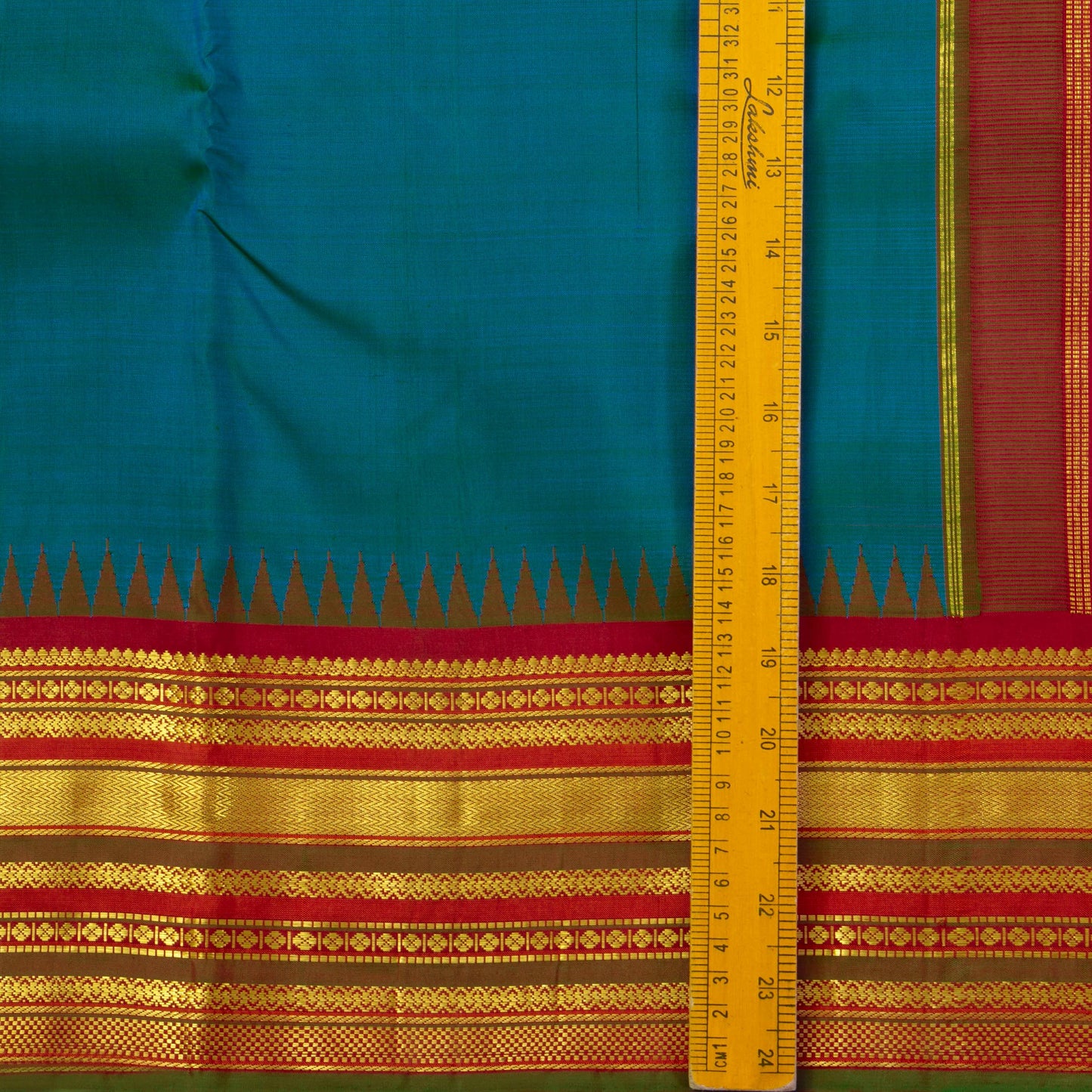Mayilkazhuthu Blue And Red Kanchipuram Silk Saree With Medium Border Handwoven Pure Silk For Festive Wear PV J 3764 - Silk Sari - Panjavarnam PV J 3764