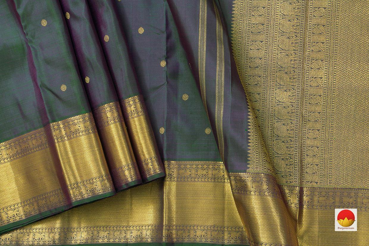 Mayilkazhuthu Green Kanchipuram Silk Saree With Medium Border Handwoven Pure Silk For Wedding Wear PV NYC 1094 - Silk Sari - Panjavarnam PV NYC 1094