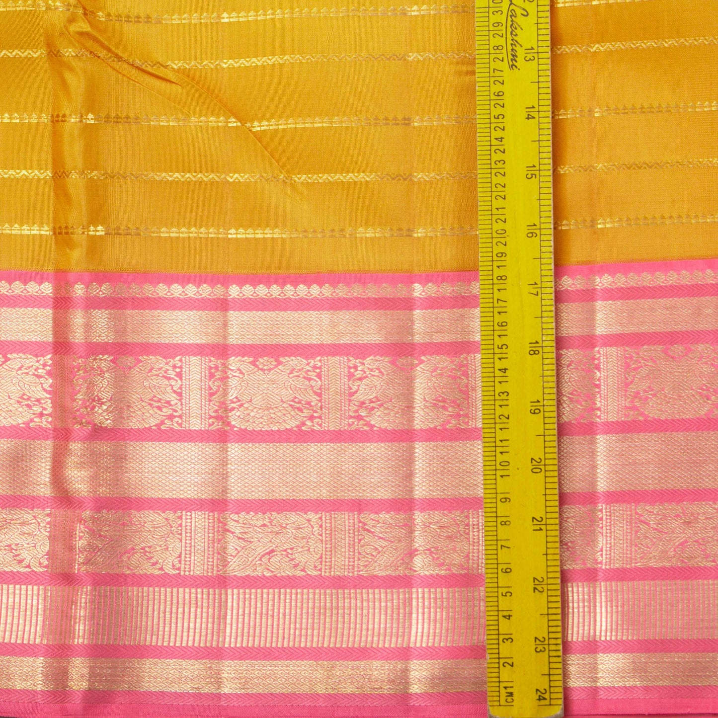 Mustard And Pink Kanchipuram Silk Saree For Bridal Wear PV NYC 1328 - Silk Sari - Panjavarnam PV NYC 1328