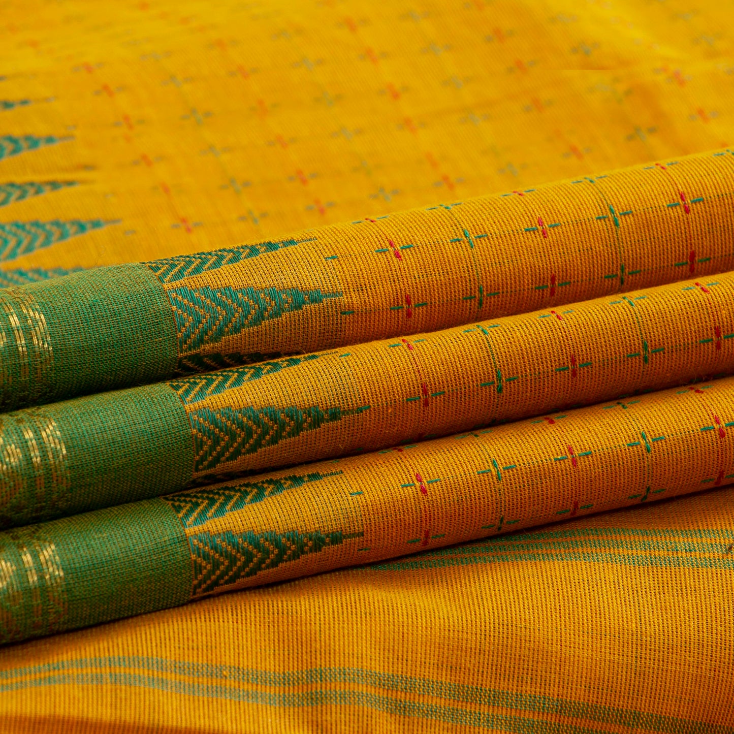 Mustard Kanchi Cotton Saree Ganga Jamuna Border PV MM KC 264 - Cotton Saree - Panjavarnam PV MM KC 264