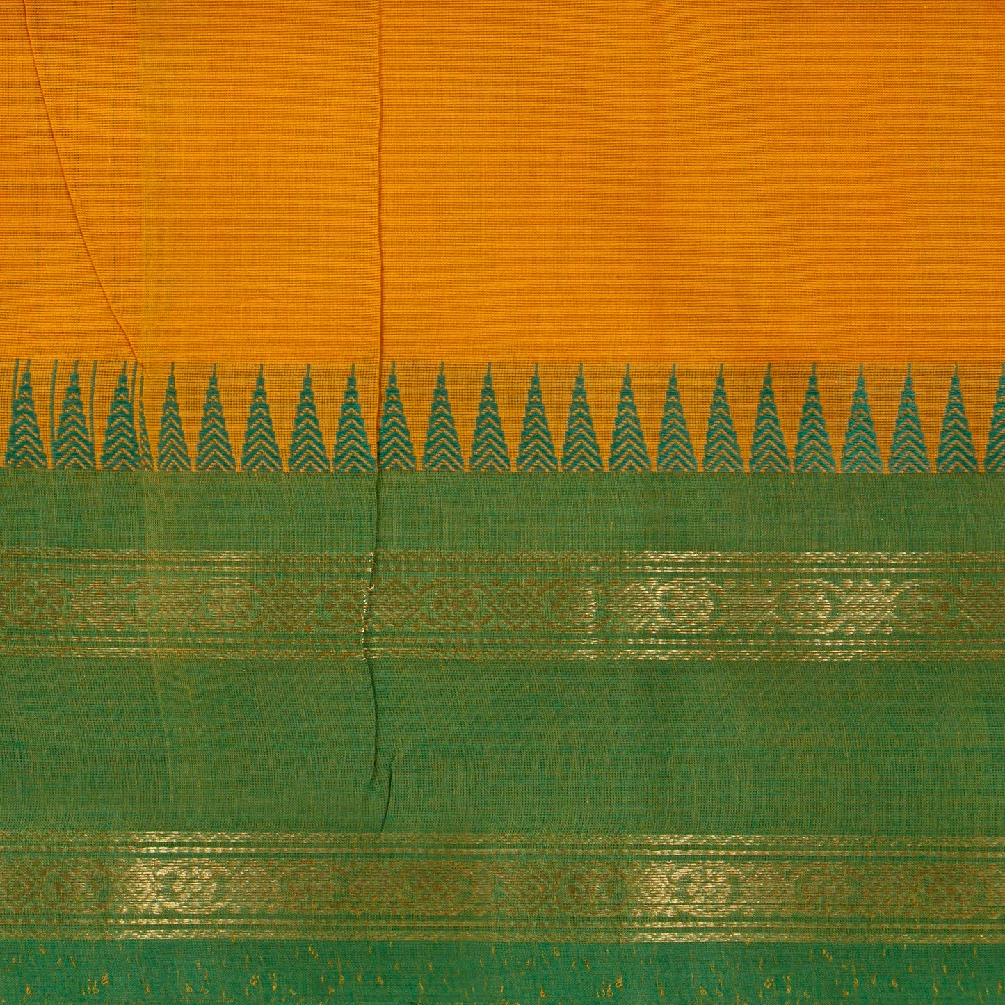 Mustard Kanchi Cotton Saree Ganga Jamuna Border PV MM KC 264 - Cotton Saree - Panjavarnam PV MM KC 264