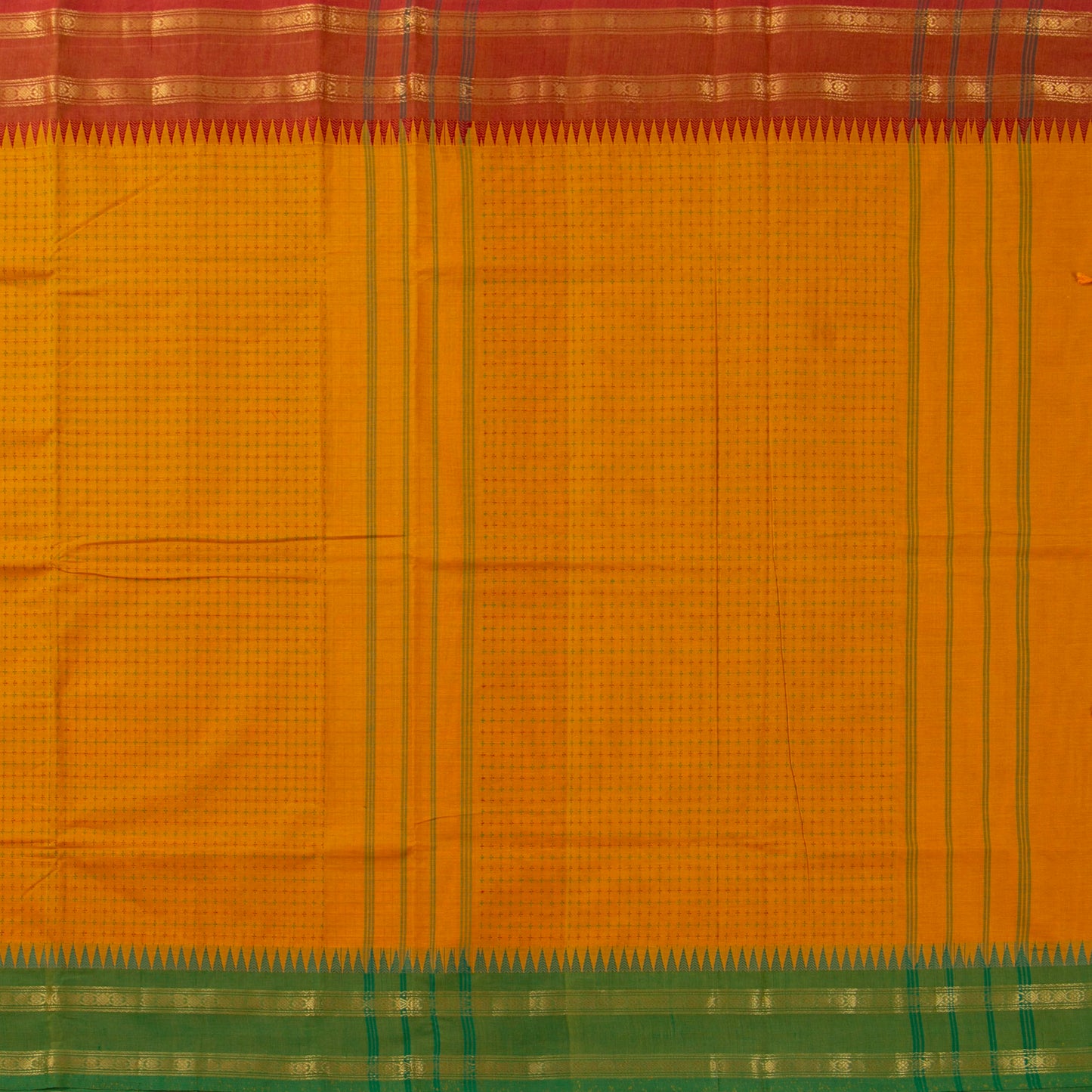 Mustard Kanchi Cotton Saree Ganga Jamuna Border PV MM KC 264 - Cotton Saree - Panjavarnam PV MM KC 264