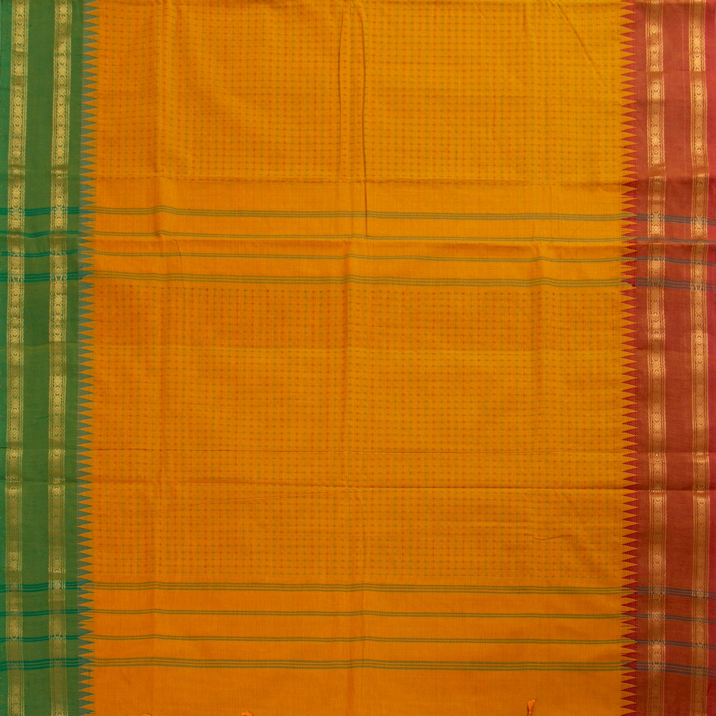Mustard Kanchi Cotton Saree Ganga Jamuna Border PV MM KC 264 - Cotton Saree - Panjavarnam PV MM KC 264