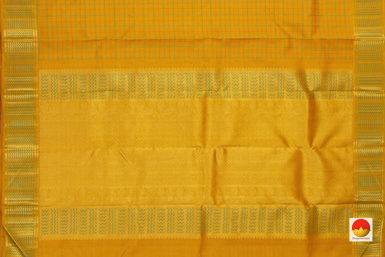 Mustard Kanchipuram Silk Saree Handwoven Pure Silk Pure Zari For Wedding Wear PV NYC 646 - Silk Sari - Panjavarnam PV NYC 646