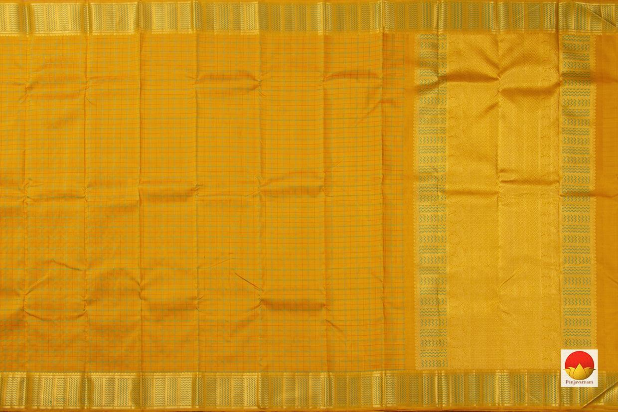 Mustard Kanchipuram Silk Saree Handwoven Pure Silk Pure Zari For Wedding Wear PV NYC 646 - Silk Sari - Panjavarnam PV NYC 646