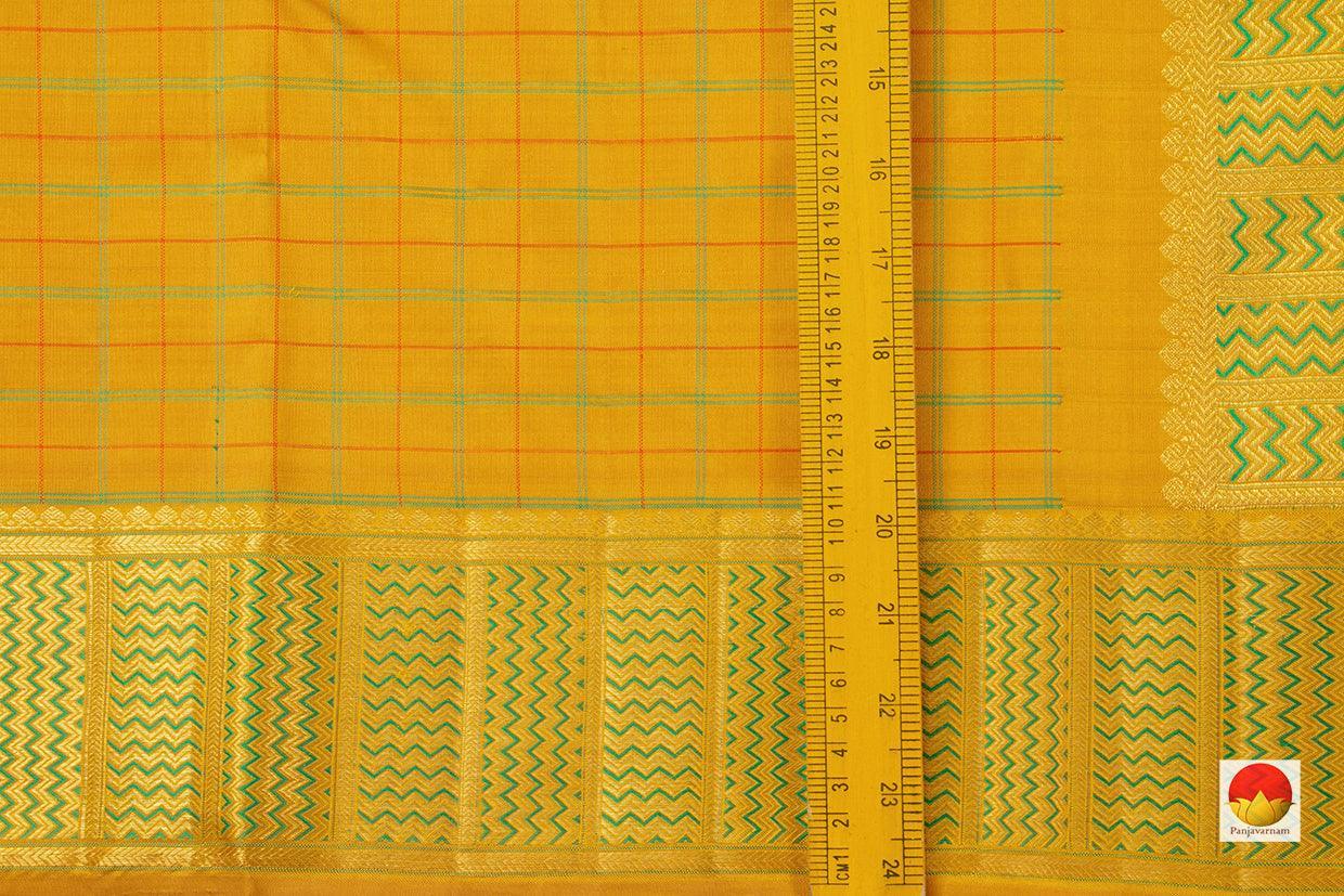 Mustard Kanchipuram Silk Saree Handwoven Pure Silk Pure Zari For Wedding Wear PV NYC 646 - Silk Sari - Panjavarnam PV NYC 646
