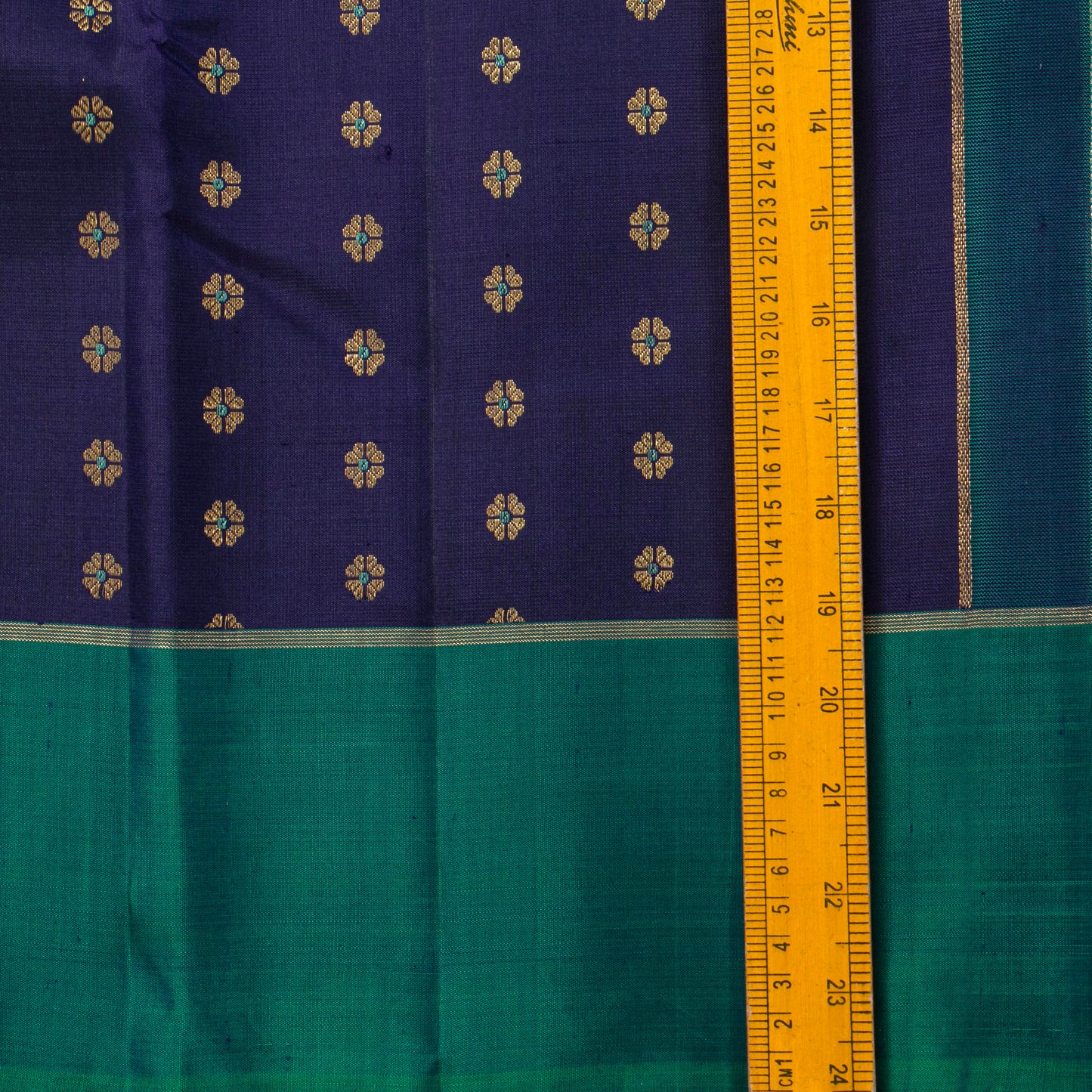 Navy Blue And Green Handwoven Kanjivaram Saree Pure Silk For Festive Wear PV RSP 230 - Silk Sari - Panjavarnam PV RSP 230