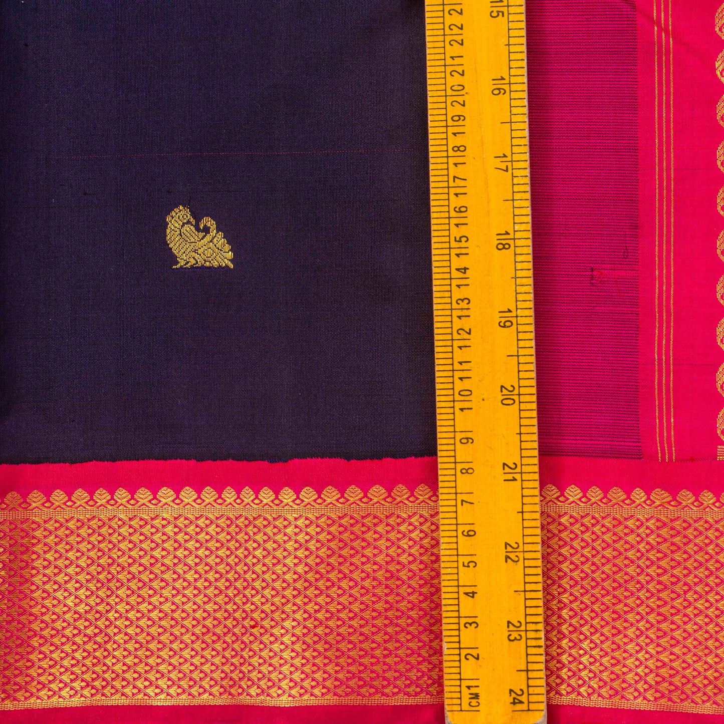 Navy Blue And Pink Kanchipuram Silk Saree For Festive Wear PV NYC 1321 - Silk Sari - Panjavarnam PV NYC 1321