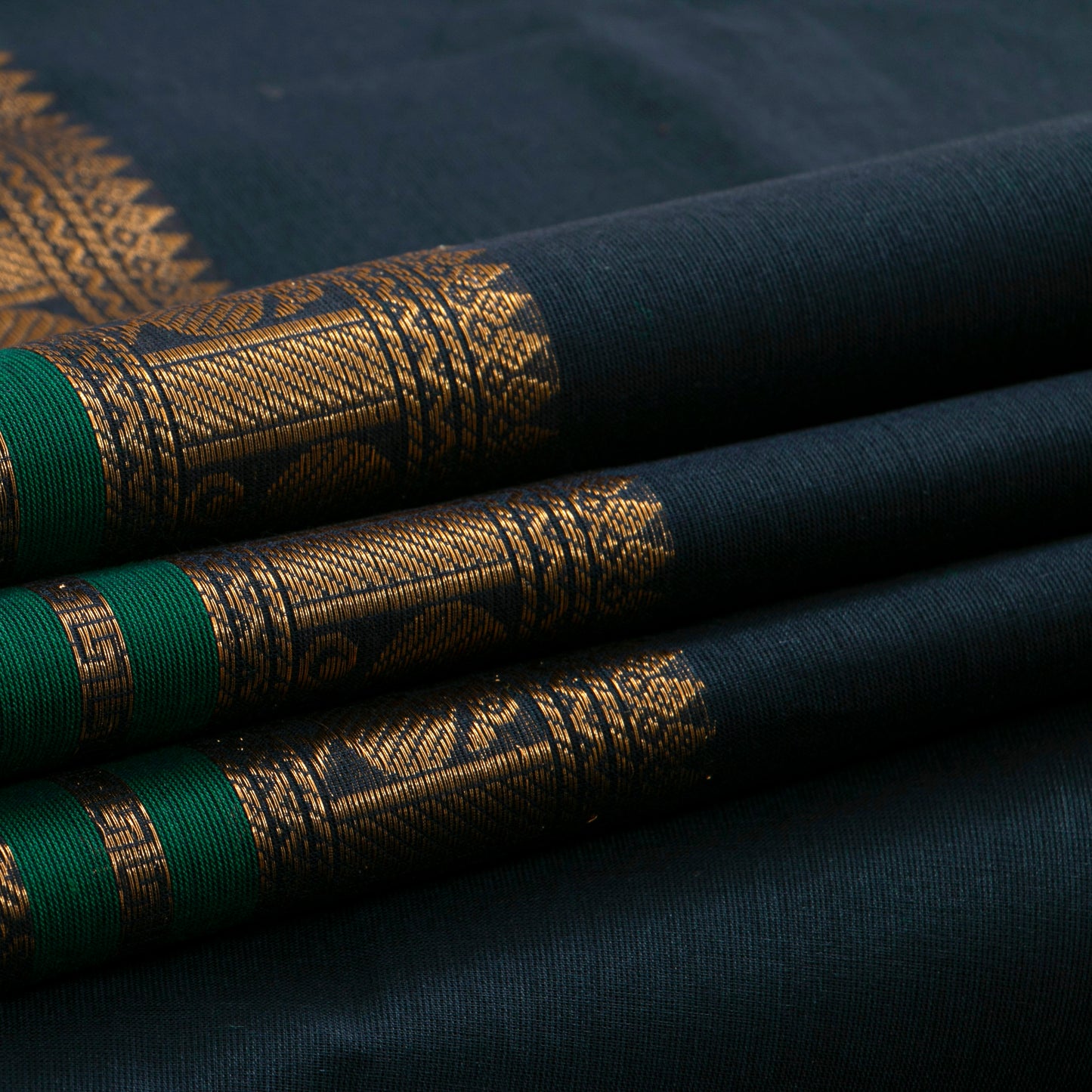Navy Blue Kanchi Cotton Saree PV MM KC 107 - Cotton Saree - Panjavarnam PV MM KC 107