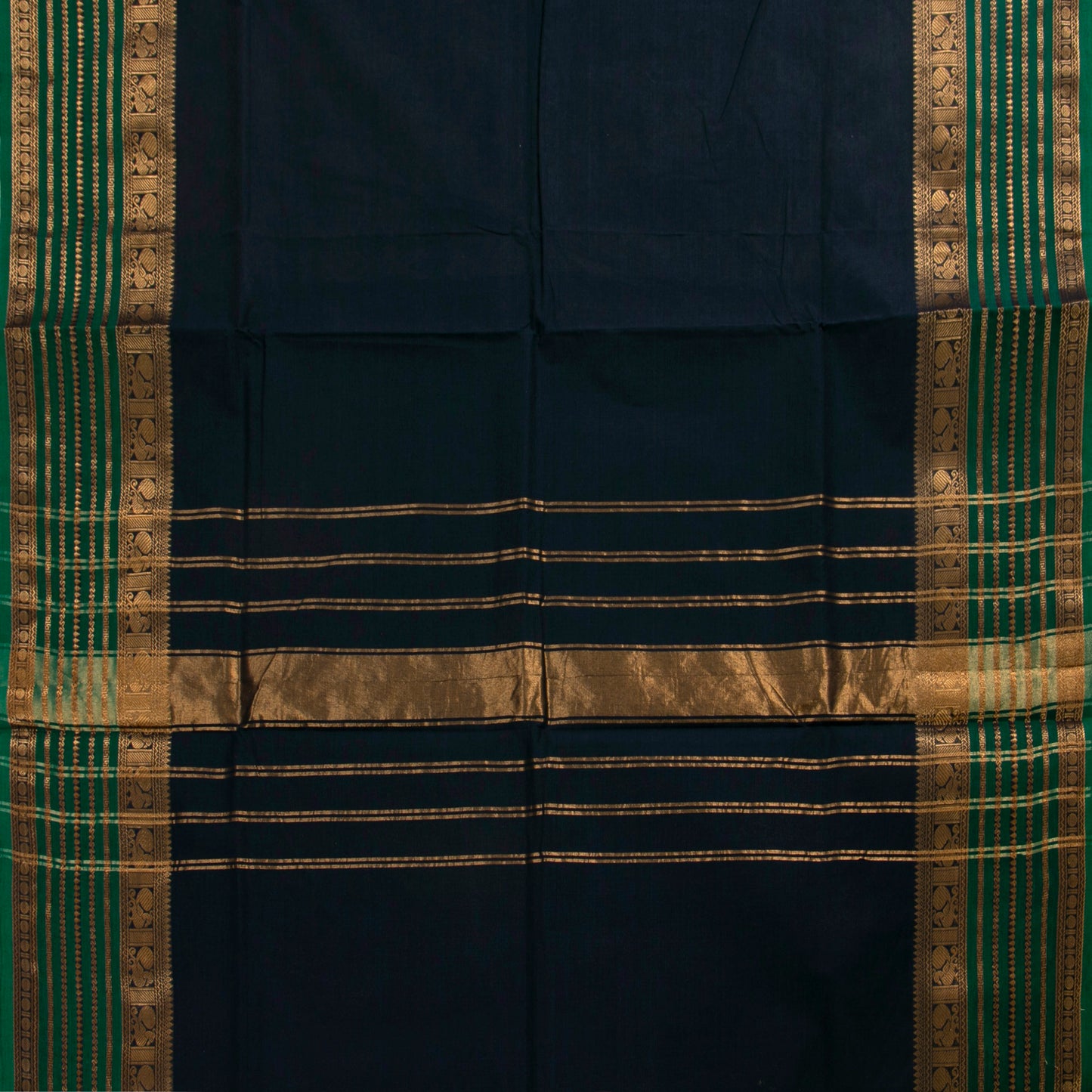 Navy Blue Kanchi Cotton Saree PV MM KC 107 - Cotton Saree - Panjavarnam PV MM KC 107