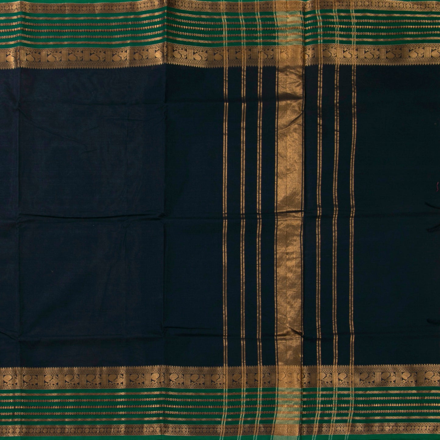 Navy Blue Kanchi Cotton Saree PV MM KC 107 - Cotton Saree - Panjavarnam PV MM KC 107