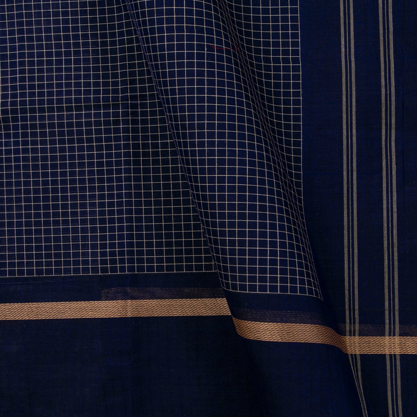 Navy Blue Kanchi Cotton Saree PV MM KC 115 - Cotton Saree - Panjavarnam PV MM KC 115