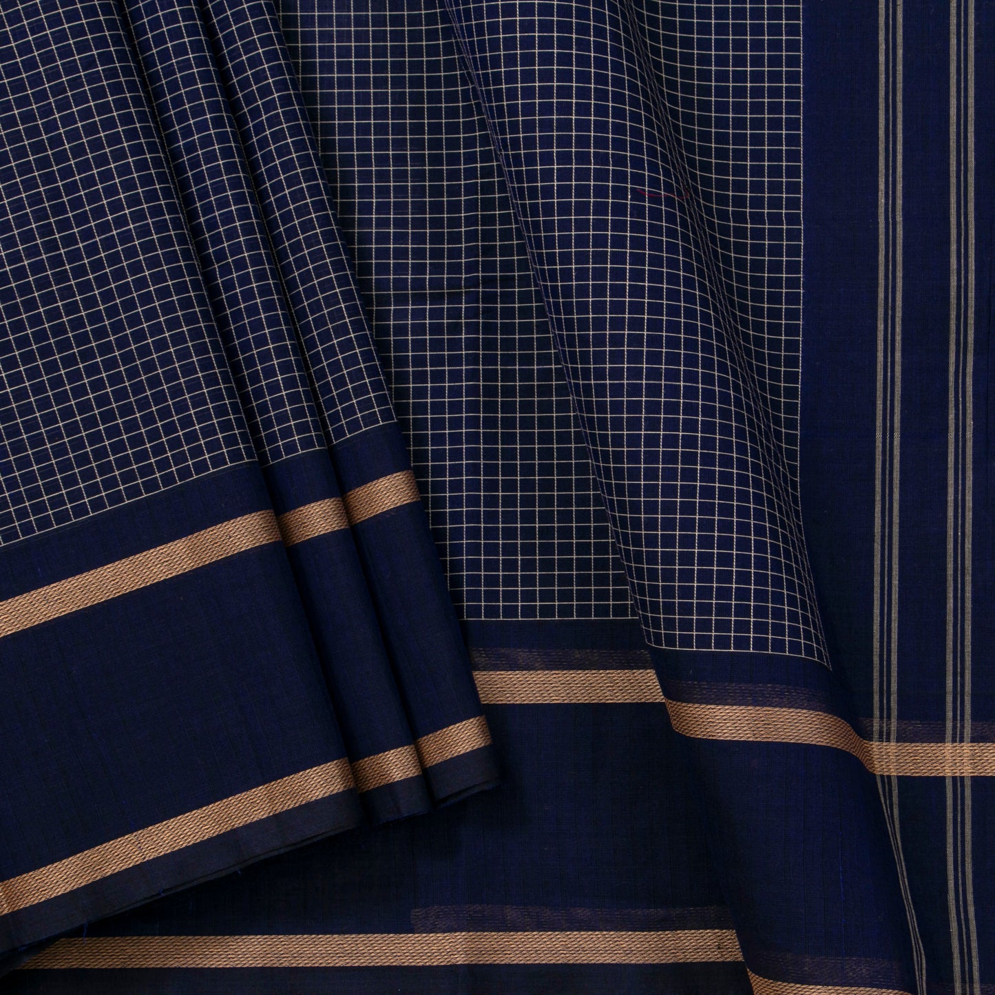 Navy Blue Kanchi Cotton Saree PV MM KC 115 - Cotton Saree - Panjavarnam PV MM KC 115