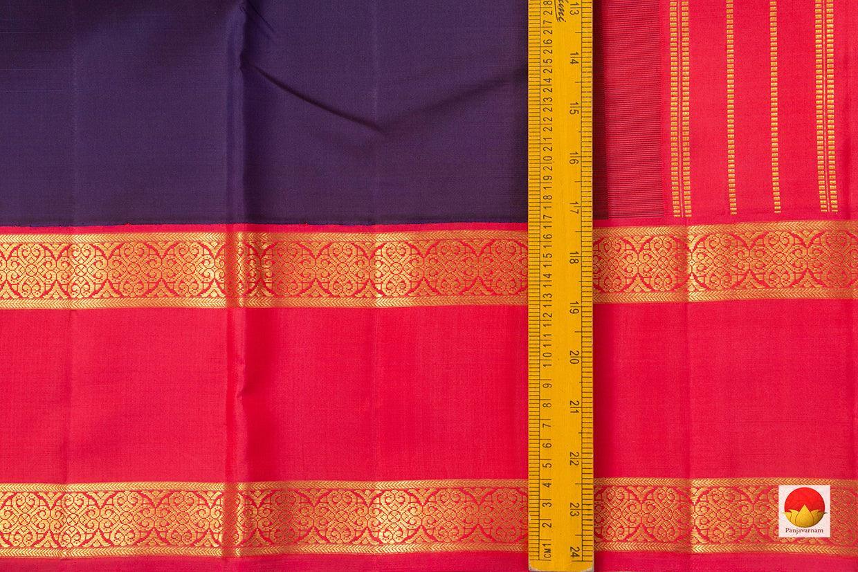 Navy Blue Kanchipuram Silk Saree With Pink Korvai Rettai Pettu Border Handwoven Pure Silk Pure Zari For Wedding Wear PV NYC 915 - Silk Sari - Panjavarnam PV NYC 915