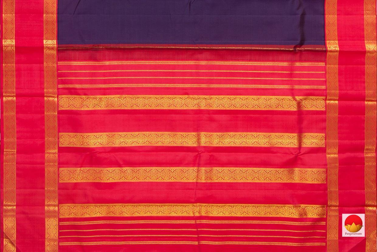 Navy Blue Kanchipuram Silk Saree With Pink Korvai Rettai Pettu Border Handwoven Pure Silk Pure Zari For Wedding Wear PV NYC 915 - Silk Sari - Panjavarnam PV NYC 915