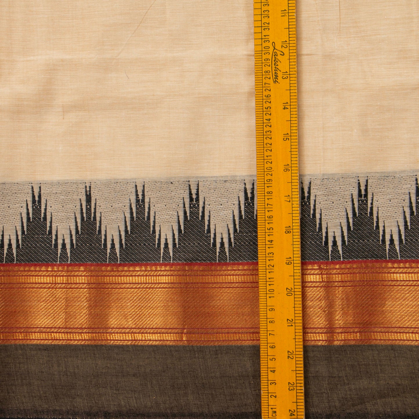 Off White And Black Kanchi Cotton Saree PV MM KC 118 - Cotton Saree - Panjavarnam PV MM KC 118