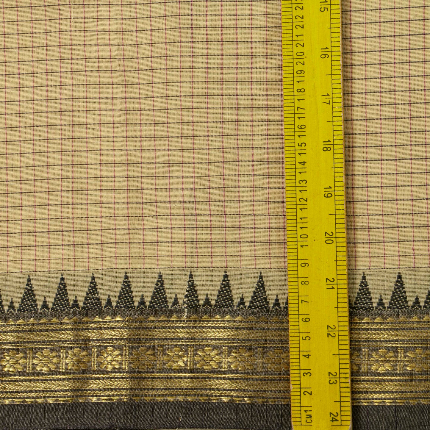 Off White And Black Kanchi Cotton Saree PV MM KC 136 - Cotton Saree - Panjavarnam PV MM KC 136