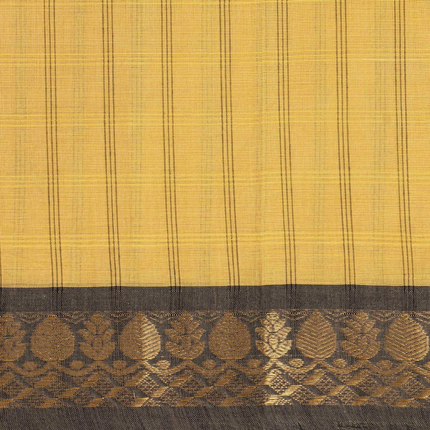 Off White And Black Kanchi Cotton Saree PV MM KC 143 - Cotton Saree - Panjavarnam PV MM KC 143