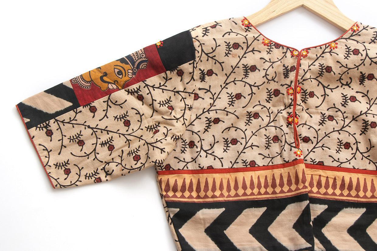 Off White Cotton Readymade Blouse PV BL 018 - Blouse - Panjavarnam PV BL 018