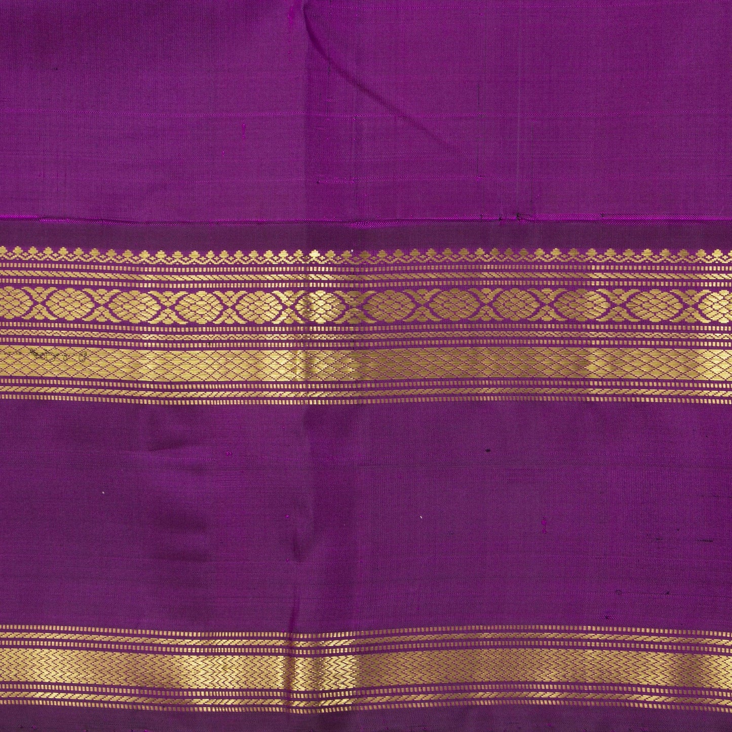 Off White, Red And Purple Kanchipuram Silk Saree Ganga Jamuna Border For Festive Wear PV NYC 1290 - Silk Sari - Panjavarnam PV NYC 1290