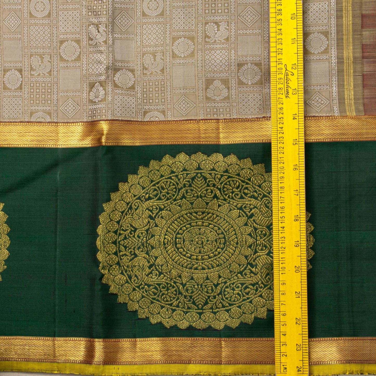 Olive Green And Maroon Kanchipuram Silk Saree For Wedding Wear PV J 3811 - - Panjavarnam PV J 3811